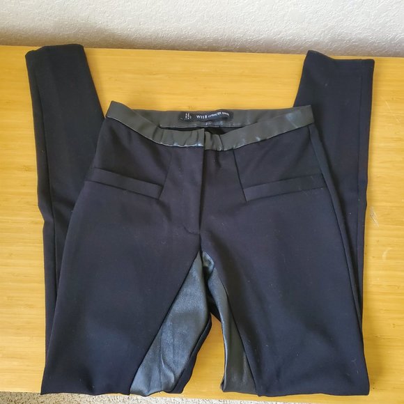 W118 WALTER BAKER Black on Black Vegan Tuxedo Ankle Leggings EXTRA SMALL XS - Picture 2 of 4